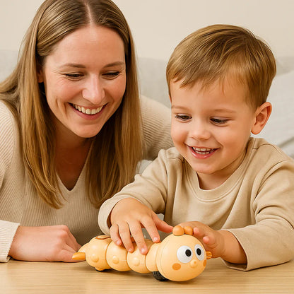 Brinquedo de lagarta de corda para crianças – ajuda na posição de barriga para baixo e nos primeiros movimentos de gatinhar