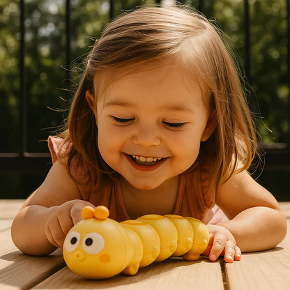 Brinquedo de lagarta de corda para crianças – ajuda na posição de barriga para baixo e nos primeiros movimentos de gatinhar
