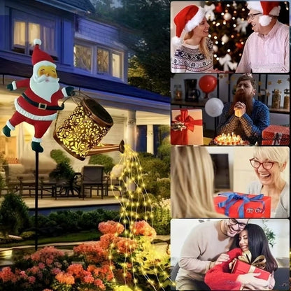 Regador do Pai Natal com painéis solares e suporte para espetar no chão